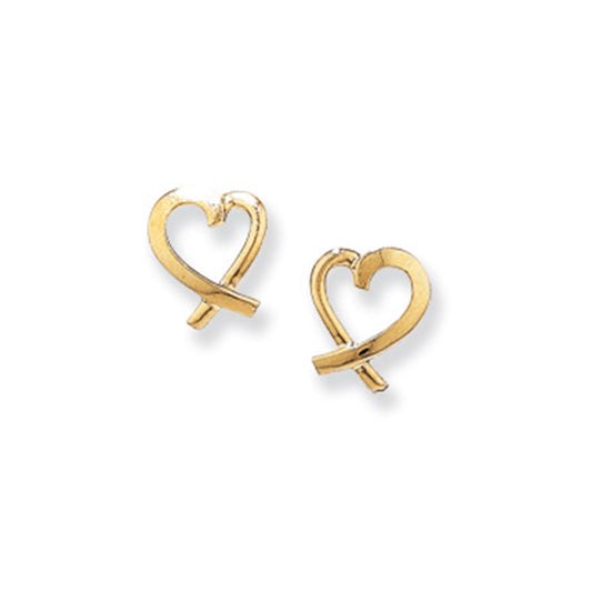 9ct Gold Heart Studs