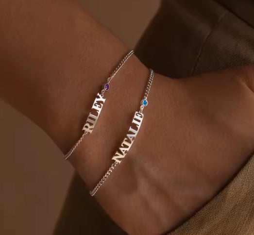 Personalised Name Birthstone Bracelet