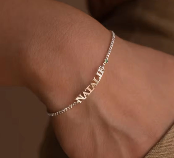 Personalised Name Birthstone Bracelet
