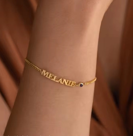 Personalised Name Birthstone Bracelet