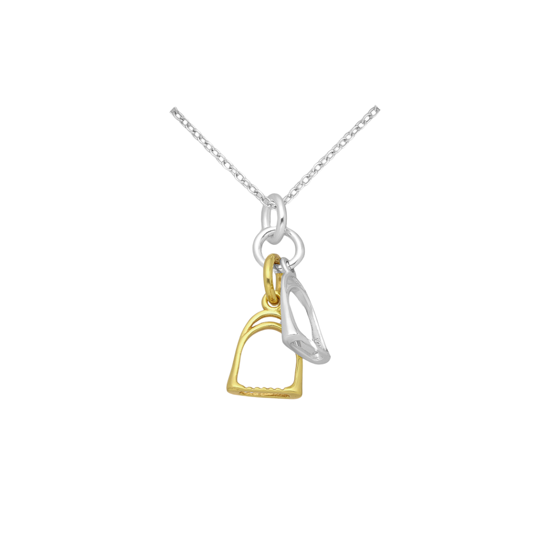 Double Gold Silver & Stirrup Necklace