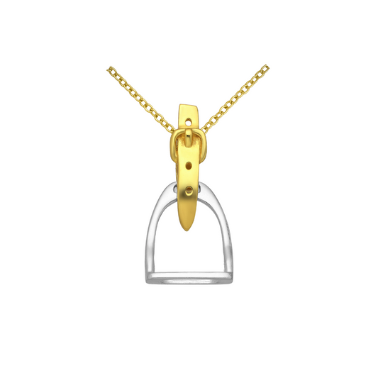 Large Gold  & Silver Stirrup Pendant