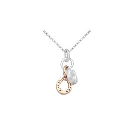 Equestrian Rose & Silver Horseshoe Necklace