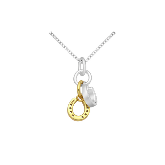 Equestrian Yellow & Silver Horseshoe Necklace