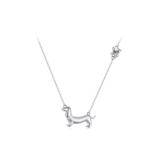 Dachshund Necklace- Silver