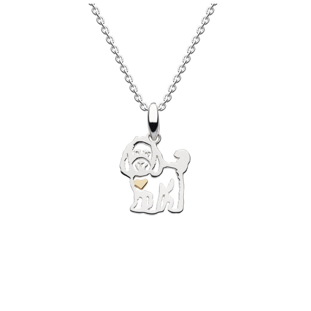 Cockapoo Pendant with Gold Heart