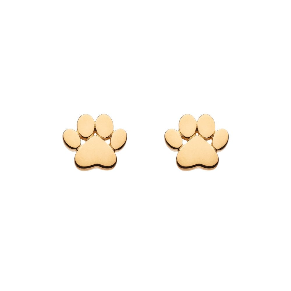 Gold Plated Paw Print Earrings - PEGASUS JEWELLERY