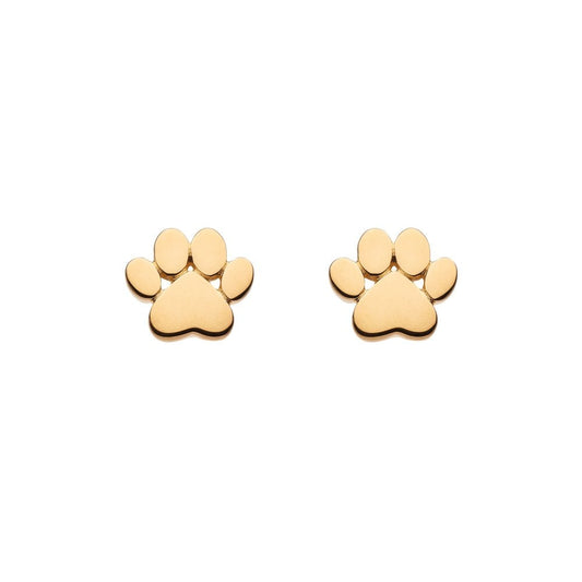 Gold Plated Paw Print Earrings - PEGASUS JEWELLERY