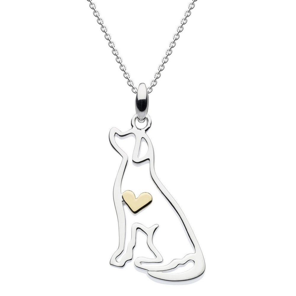 Labrador Silhouette Necklace with Gold Heart - PEGASUS JEWELLERY