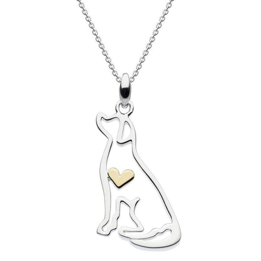Labrador Silhouette Necklace with Gold Heart