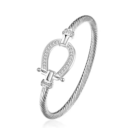 Horseshoe Sparkle Bangle - PEGASUS JEWELLERY