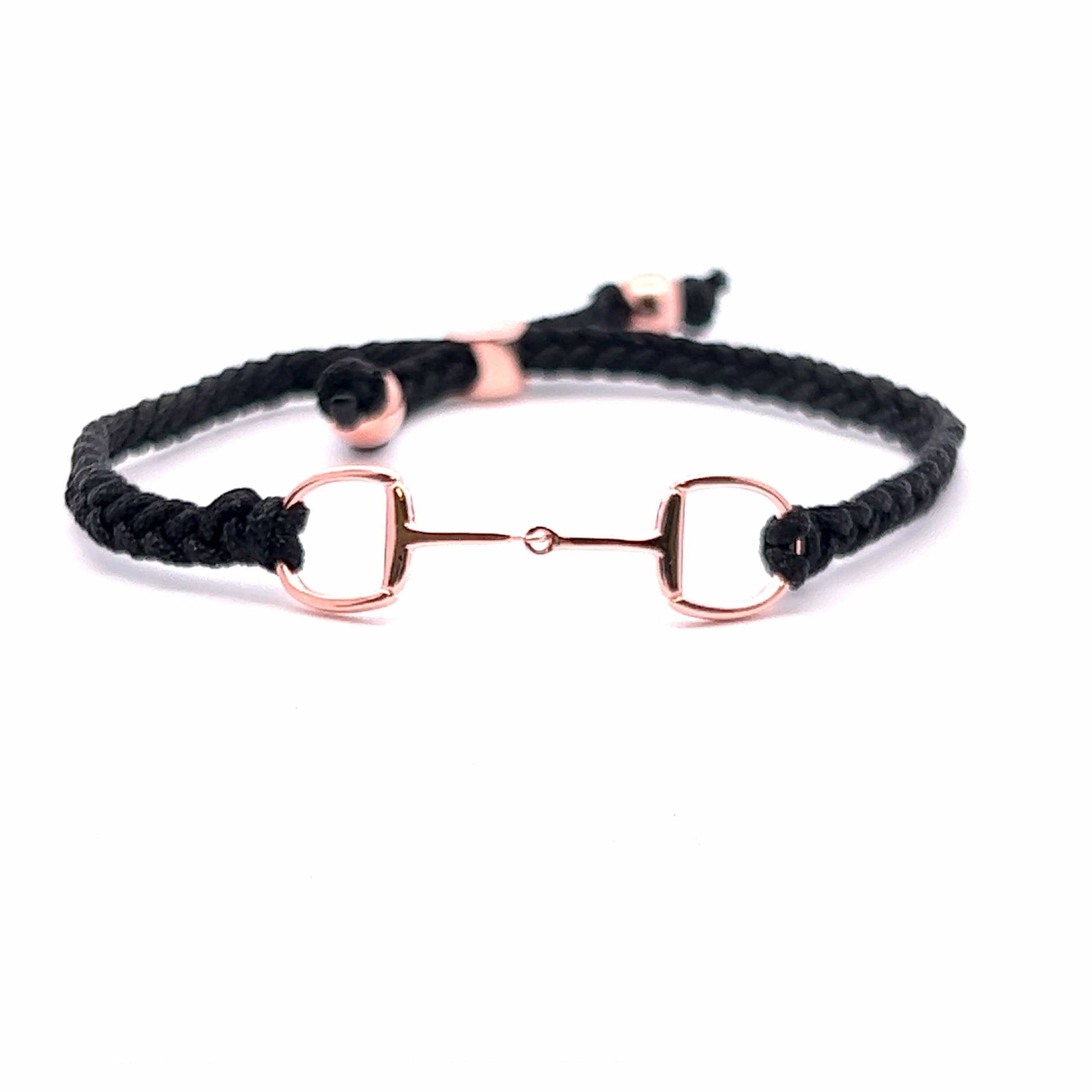 PEGASUS JEWELLERY Bracelet Rose Gold Black Single Snaffle Friendship Bracelet.