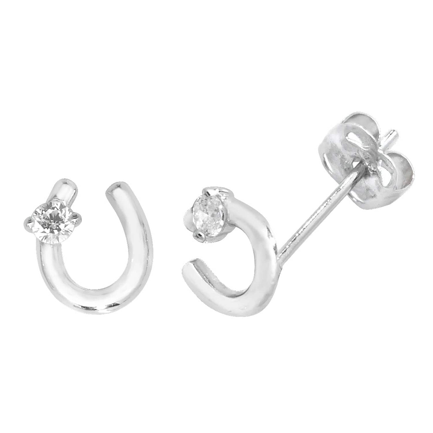 PEGASUS JEWELLERY Earrings 9ct White Gold Horseshoe Earrings