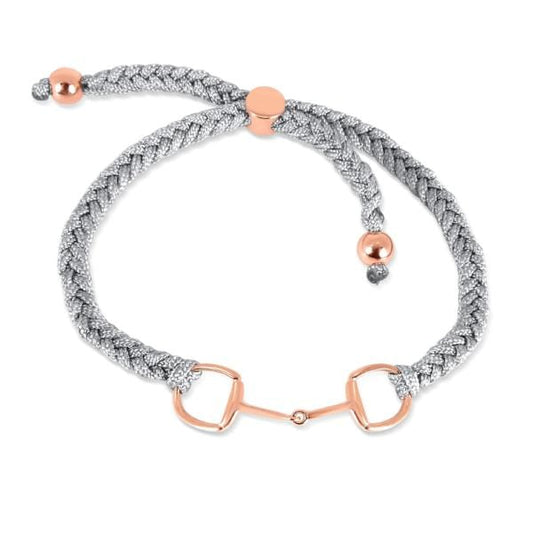 PEGASUS JEWELLERY Bracelet Rose Gold  Grey Single Snaffle Friendship Bracelet.