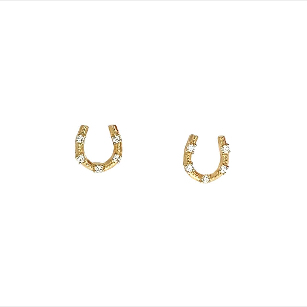 14K White Gold Diamond Horseshoe Earrings - Josephs Jewelers