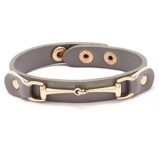 PEGASUS JEWELLERY Fabric/ Leather bracelet Snaffle Leather Bracelet- Dove Grey