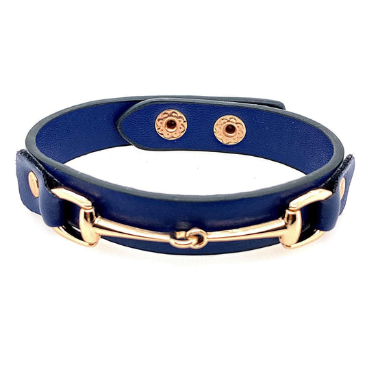 PEGASUS JEWELLERY Fabric/ Leather bracelet Snaffle Leather Bracelet- Navy Blue