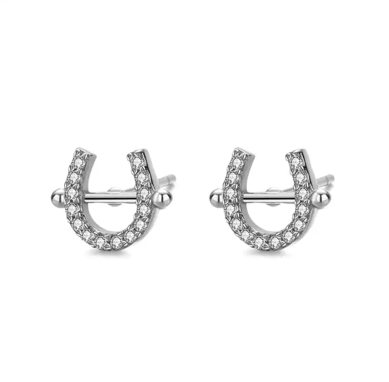PEGASUS JEWELLERY Horseshoe Bar Earrings- Silver
