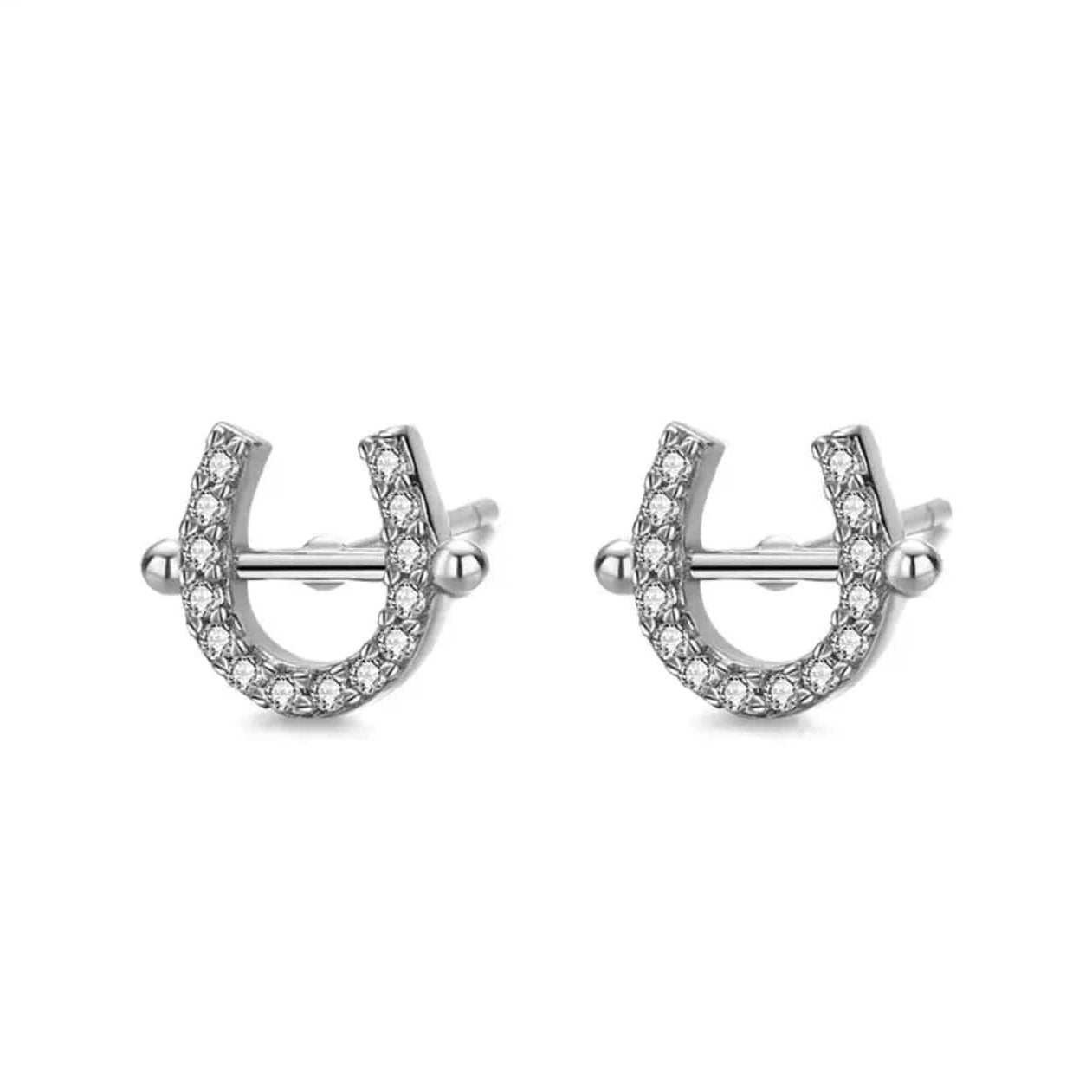 PEGASUS JEWELLERY Horseshoe Bar Earrings- Silver