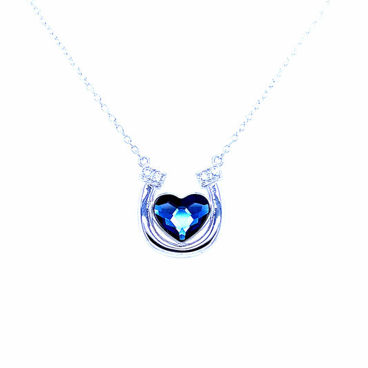 PEGASUS JEWELLERY Necklaces Blue Heart Sparkle Horseshoe Necklace