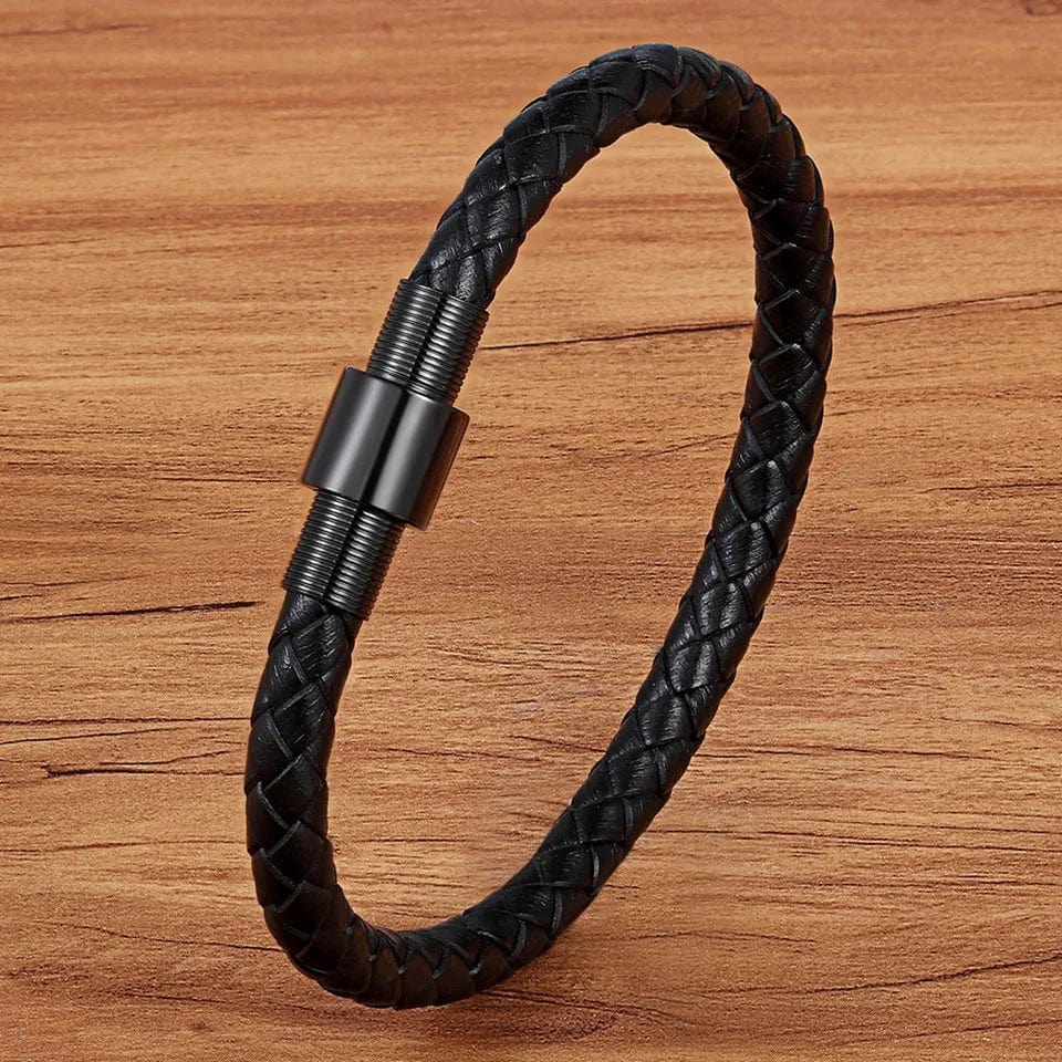 PEGASUS JEWELLERY New Black Leather Vitality Bracelet