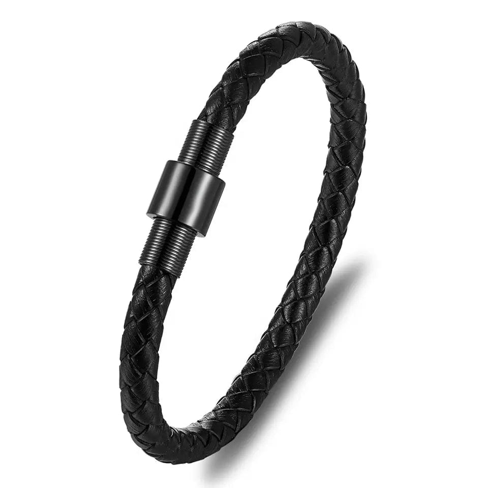 PEGASUS JEWELLERY New Black Leather Vitality Bracelet